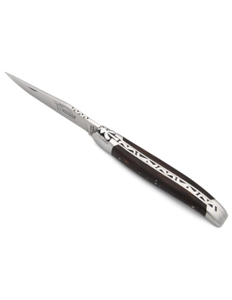 Couteau de Laguiole labellisé indication géographique en palmier, manche de 12 cm, lame seule, finition inox mat