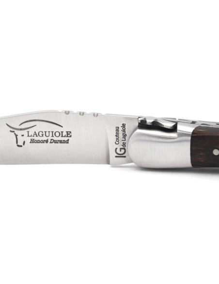 Laguiole-Messer mit Label Geografische Angabe, 12 cm Griff aus Palme, einzelne Klinge, mattes Edelstahl-Finish