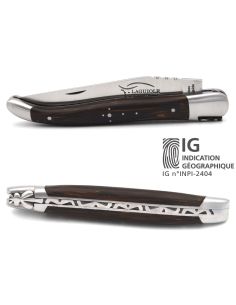 Laguiole-Messer mit Label Geografische Angabe, 12 cm Griff aus Palme, einzelne Klinge, mattes Edelstahl-Finish