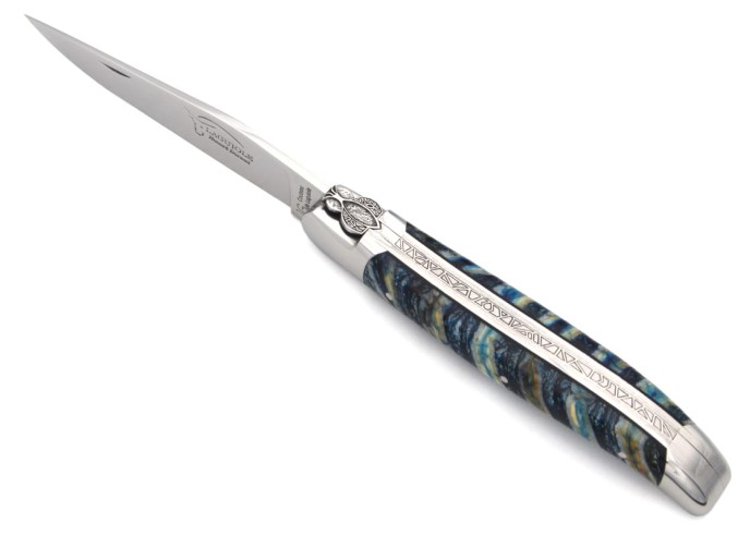 Laguiole with Geographical Indication label, 12 cm blue mammoth molar handle