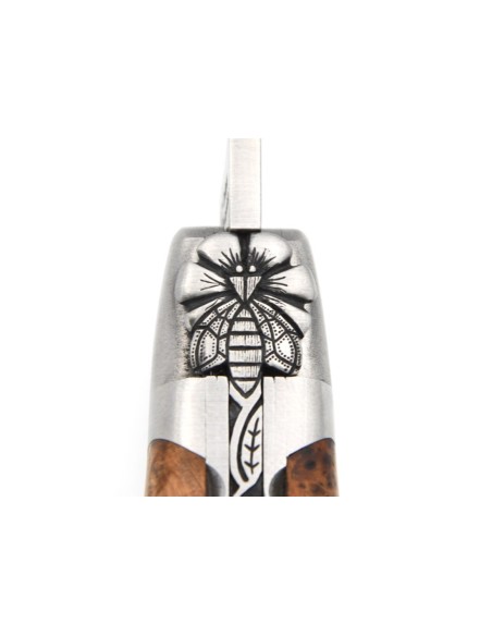 Laguiole knife with GI label, juniper, chiselled bee and spring