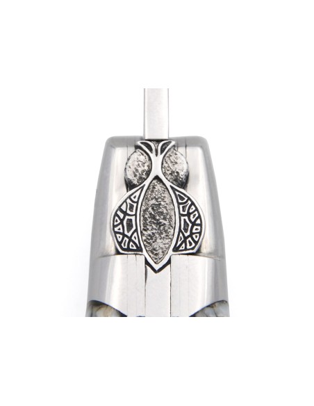 Couteau de Laguiole labellisé indication géographique en molaire de mammouth marron, abeille et ressort ciselés au burin