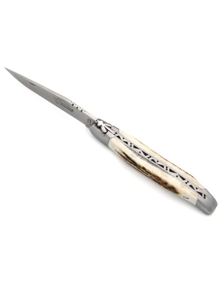 Laguiole with Geographical Indication label, 12 cm deer antler handle