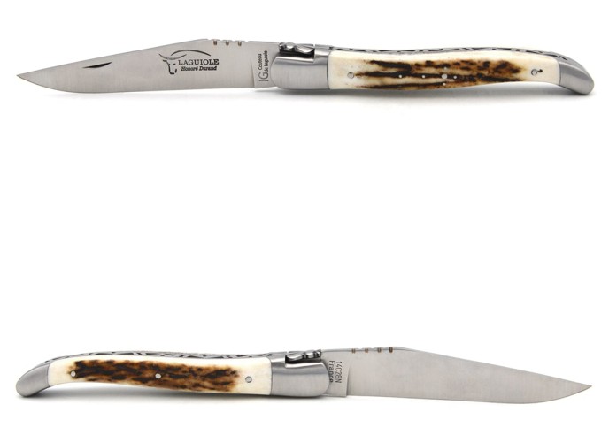 Couteau de Laguiole labellisé IG en bois de cerf, manche de 12 cm