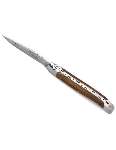 Couteau de Laguiole labellisé indication géographique en pistachier, manche de 12 cm, lame seule, finition inox mat