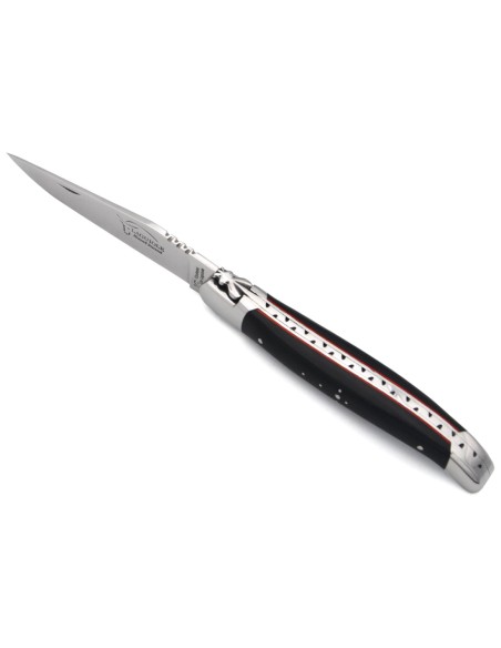 Laguiole mit Label Geografische Angabe, 12 cm Ebenholz & rot Fiber
