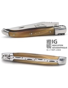 Laguiole mit Geografische Angabe, 12 cm Griff aus Hornspitze (hell)