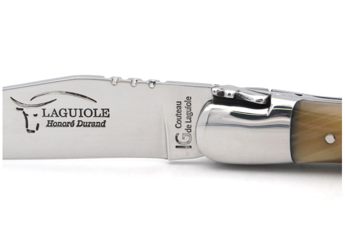 Laguiole with Geographical Indication label, 12cm pale horn tip handle