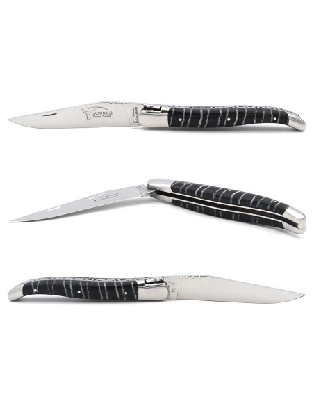 Laguiole mit Geografische Angabe, 12cm Griff aus schwarzem Mammutmolar