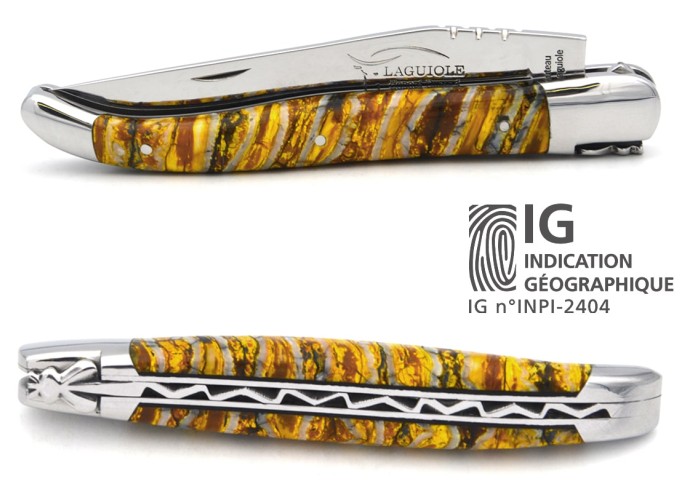 Laguiole with Geographical Indication, 12cm yellow mammoth molar handle