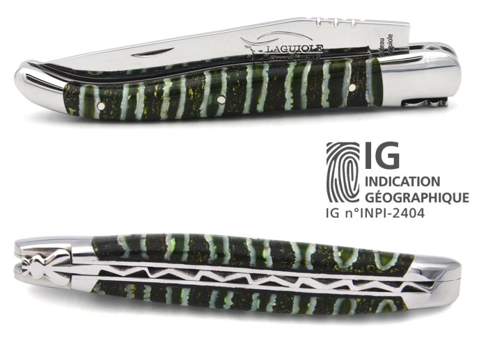 Laguiole with Geographical Indication, 12cm green mammoth molar handle