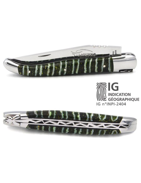 Laguiole with Geographical Indication, 12cm green mammoth molar handle