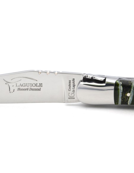 Laguiole mit Geografische Angabe, 12cm Griff aus grünem Mammutmolar
