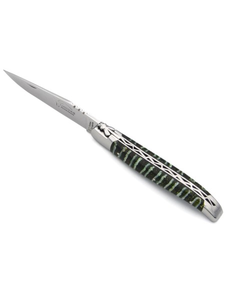 Laguiole mit Geografische Angabe, 12cm Griff aus grünem Mammutmolar