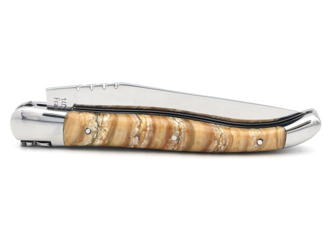 Laguiole mit Geografische Angabe, 12cm Griff aus beigem Mammutmolar