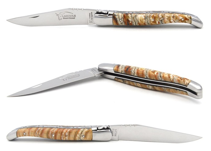 Laguiole mit Geografische Angabe, 12cm Griff aus beigem Mammutmolar