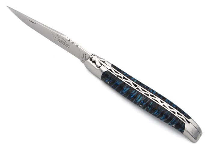 Laguiole mit Geografische Angabe, 12cm Griff aus blauem Mammutmolar