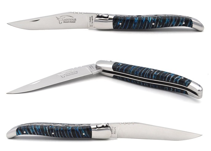 Laguiole mit Geografische Angabe, 12cm Griff aus blauem Mammutmolar