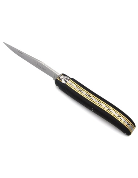 Laguiole 12 cm aus Ebenholz, Dreifachplatten aus Messing-Edelstahl