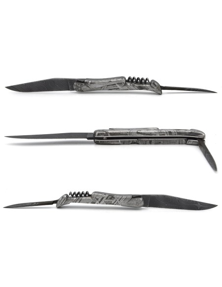 Laguiole knife damascus and meteorite