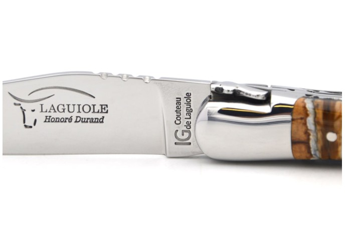 Laguiole with GI, 12 cm brown mammoth molar, double plates