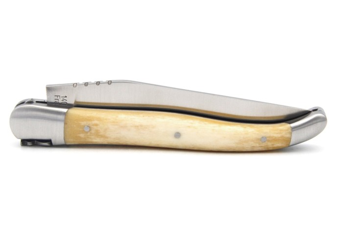 Couteau de Laguiole labellisé IG en os bovin, manche de 12 cm