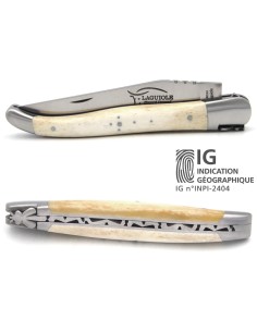 Laguiole mit Label Geografische Angabe, 12 cm Griff aus Knochen (Rind)