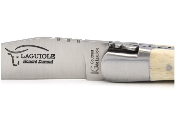Laguiole with Geographical Indication label, 12 cm bone (bovine) handle