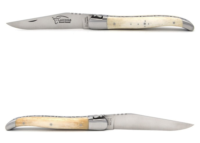 Laguiole mit Label Geografische Angabe, 12 cm Griff aus Knochen (Rind)
