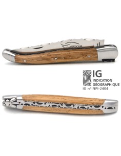 Laguiole unten und oben ziselierte, 12 cm Griff aus Fasseiche
