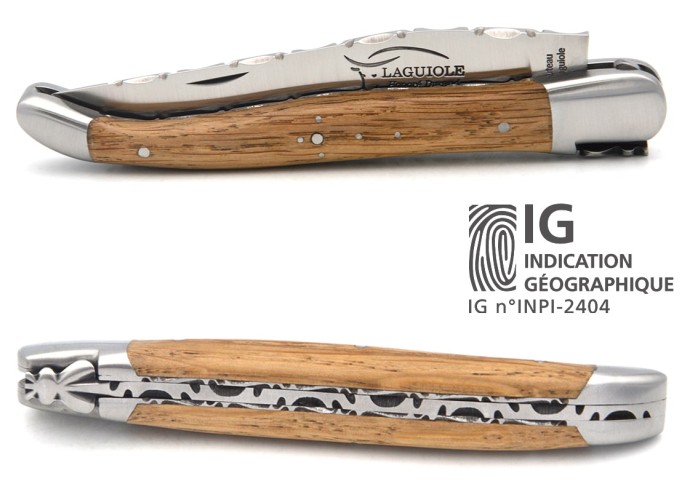 Laguiole with GI, top and bottom chiseling, barrel oak handle