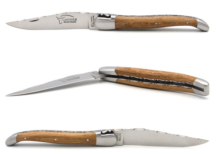 Laguiole with GI, top and bottom chiseling, barrel oak handle