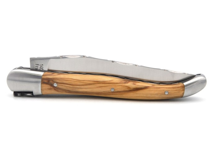Laguiole unten und oben ziselierte, 12 cm Griff aus Olivenholz