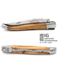 Couteau de Laguiole IG ciselé dessus-dessous en olivier