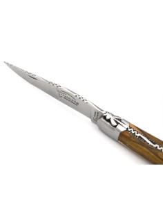 Laguiole unten und oben ziselierte, 12 cm Griff aus Pistazienbaum 2