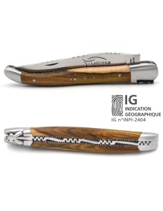 Laguiole unten und oben ziselierte, 12 cm Griff aus Pistazienbaum