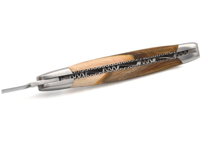 Laguiole unten und oben ziselierte, 12 cm Griff aus Pistazienbaum