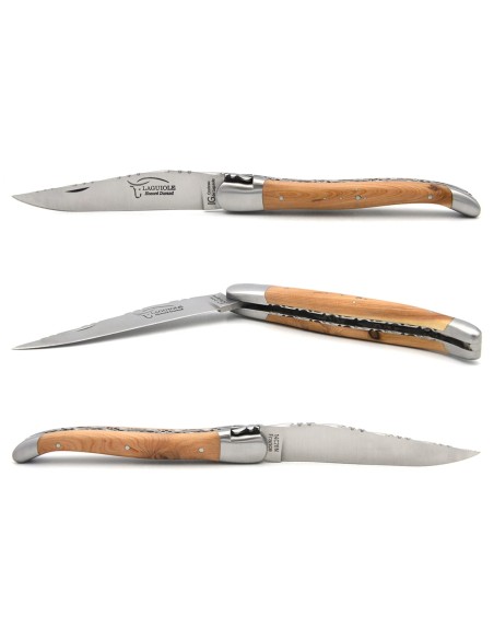 Laguiole unten und oben ziselierte, 12 cm Griff aus Wacholderholz