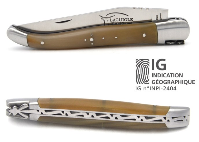 Laguiole with Geographical Indication label, 12cm pale horn tip handle