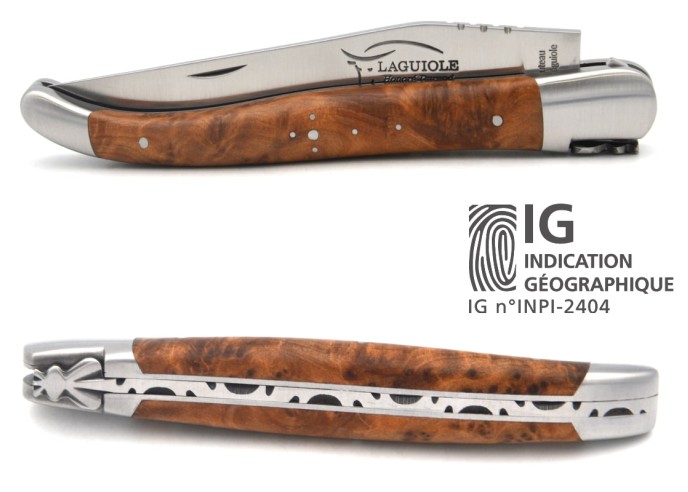 Laguiole-Messer mit Label Geografische Angabe, 12 cm aus Thuya