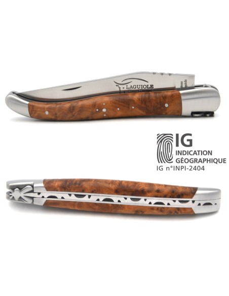 Laguiole-Messer mit Label Geografische Angabe, 12 cm aus Thuya