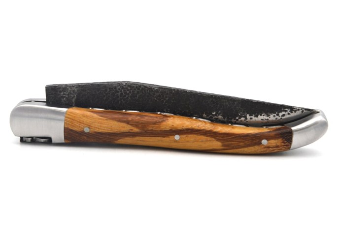 Laguiole 12 cm snakewood , brut de forge, forged bee n°1, double plates
