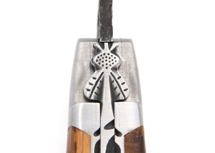 Laguiole 12 cm snakewood , brut de forge, forged bee n°1, double plates