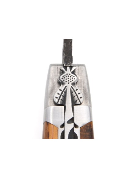 Laguiole 12 cm snakewood , brut de forge, forged bee n°1, double plates
