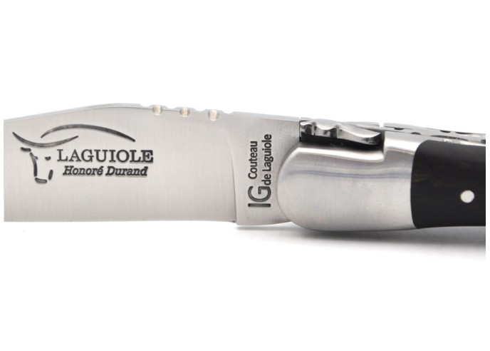 Laguiole mit Label GA, 12 cm Griff aus Ebenholz, Doppelplatinen
