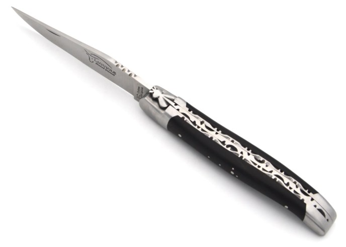 Laguiole with GI label, 12 cm ebony wood handle, double plates