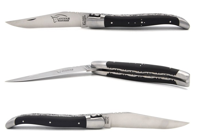 Laguiole with GI label, 12 cm ebony wood handle, double plates