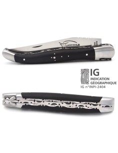 Laguiole mit Label GA, 12 cm Griff aus Ebenholz, Doppelplatinen