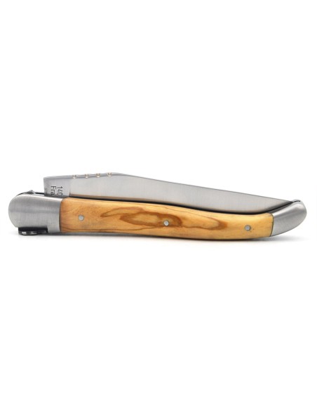 Laguiole mit Label GA, 12 cm Griff aus Olivenholz, Schädelmuster N°2