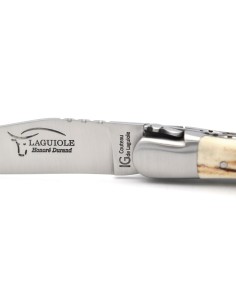 Couteau labellisé IG en bois de cerf, 12 cm, doubles platines ciselées 2